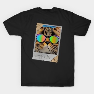 Cool Rainbow Glasses Pop Art Cat Funny Happy Witty Joke Sarcastic Spiritual Animal Birthday Gift T-Shirt